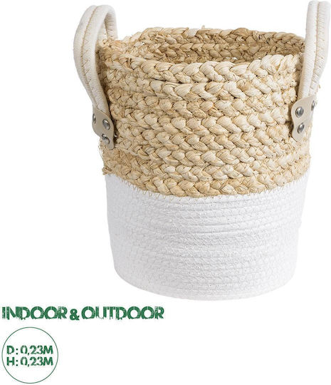 GloboStar Artificial Garden Nevada Planter Rattan Beige with Stand 23x23x23cm.