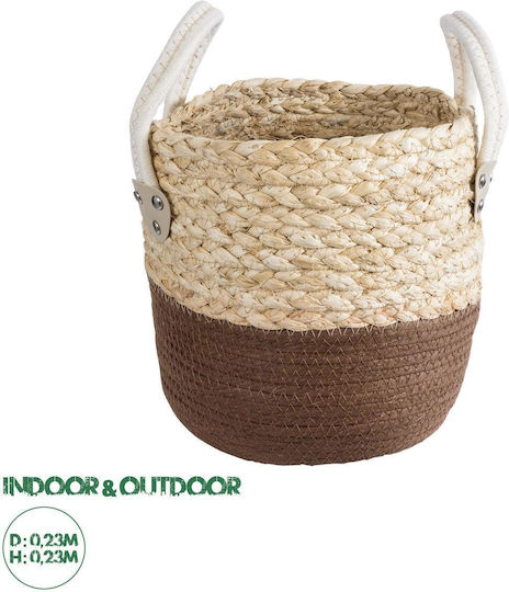 GloboStar Artificial Garden Carolina Planter Rattan Beige with Stand 23x23x23cm.
