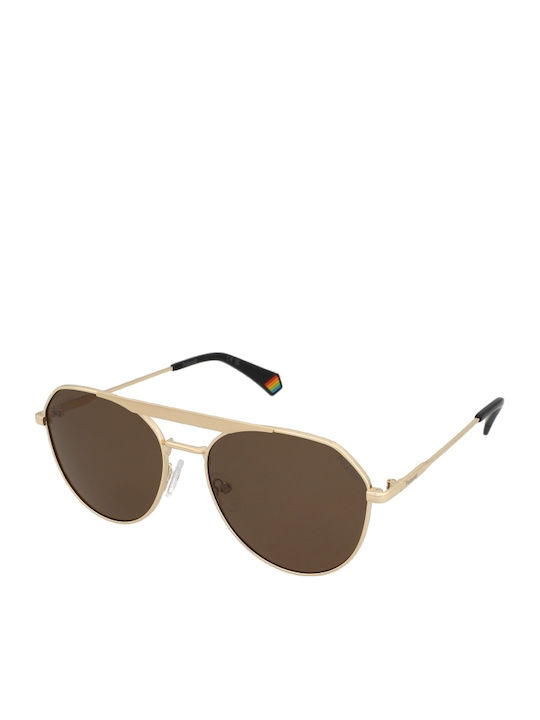 Polaroid Unisex Sonnenbrille mit Gold Metall Ge...