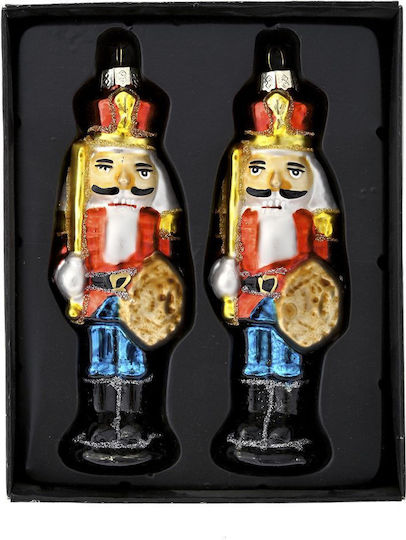 Висящ Nutcracker Украса Стъклен 12бр Комплект 2бр