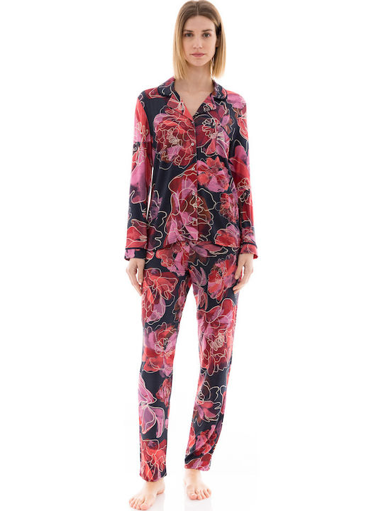 Pink Label Winter Damen Pyjama-Set Magenta