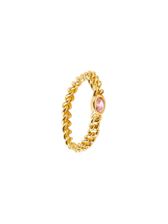 Aleyolé Women's Gold Plated Silver Ring with Zircon
