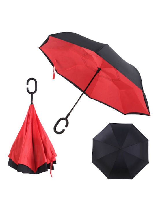 Αντεστραμμένη Winddicht Regenschirm Kompakt Rot