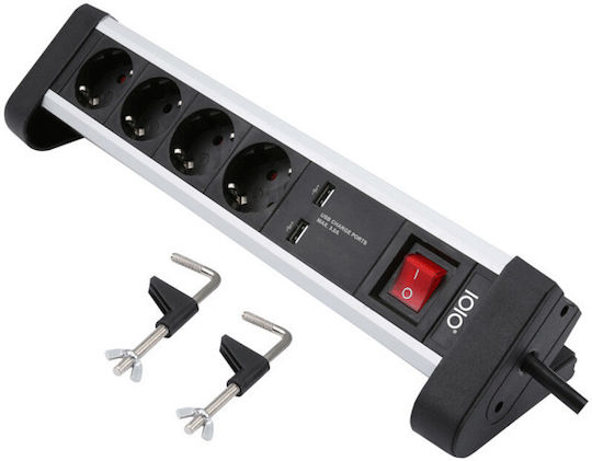 Olympia Πολύπριζο 4 Θέσεων με 2 USB-A, Διακόπτη και Καλώδιο 1.5m