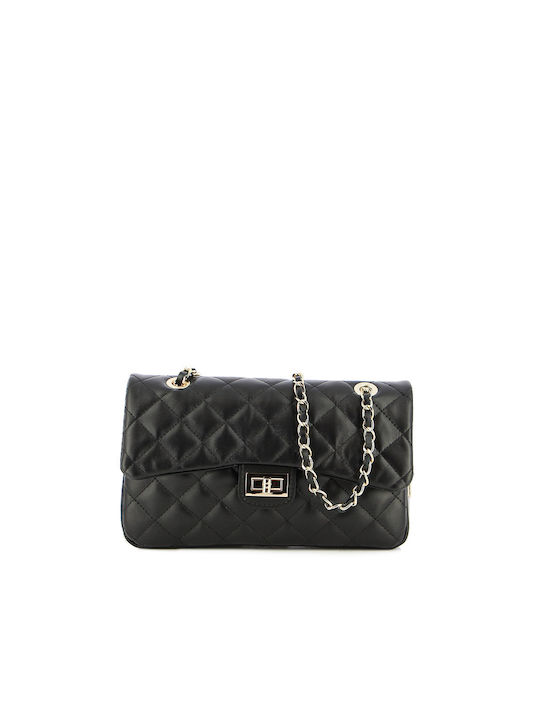 Leder Damentasche Schultertasche Schwarz