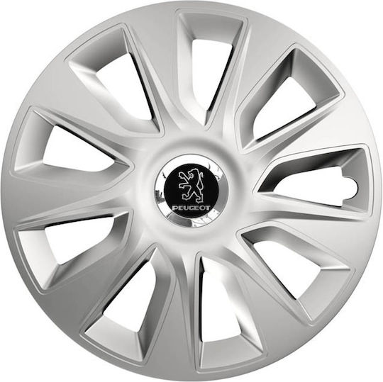 Versaco Car Hubcap Set Stratos with Peugeot Emblem 14" 4pcs Silver