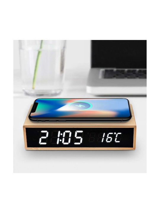 Mikamax Tabletop Digital Clock with Wireless Charging 05103