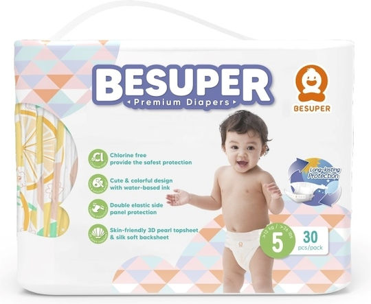 Mediform Πάνες με Αυτοκόλλητο Besuper Premium Baby No. 5 για 12+kg 30τμχ