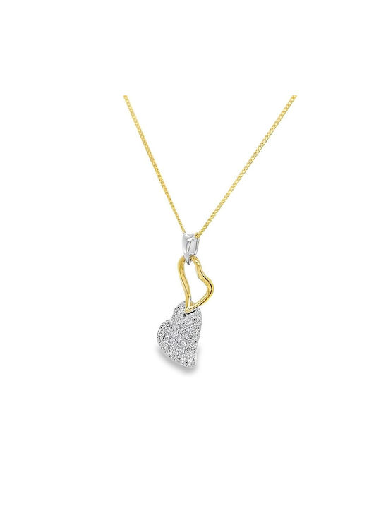 Xryseio Necklace with design Heart from White Gold 18k with Diamond