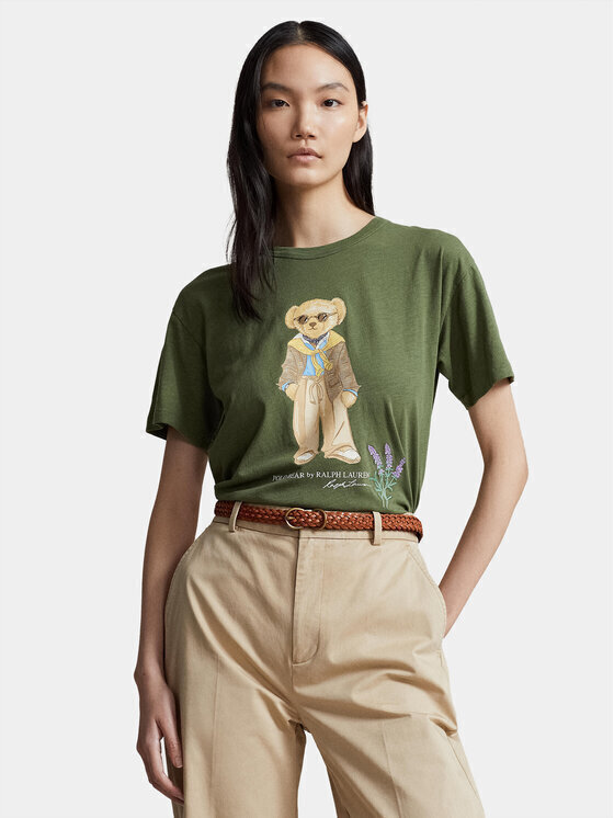 Ralph Lauren Bear Women's T-shirt Floral Green 211924292001