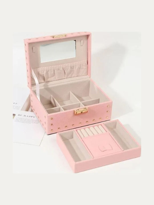 ForHome Stoff-Schmuckkästchen Rosa 20x15x9cm
