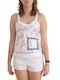 Pepita Sommer Damen Pyjama-Set Weiß