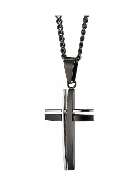 Bode Black Men's Cross from Steel with Chain