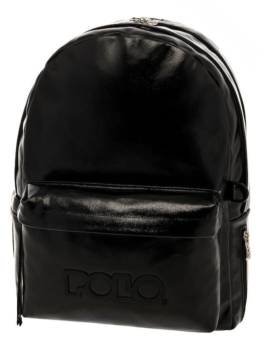 Polo Vinyl Schulranzen Rucksack Junior High-High School in Schwarz Farbe