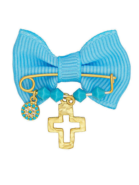 Excite-Fashion Child Safety Pin made of Gold Plated Silver with Cross