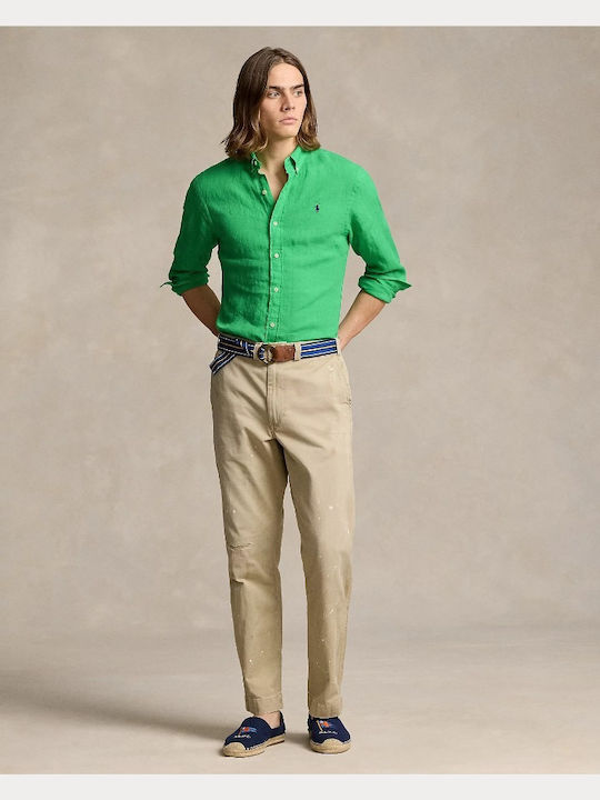 Ralph Lauren Herrenhemd Langärmelig Leinen Green