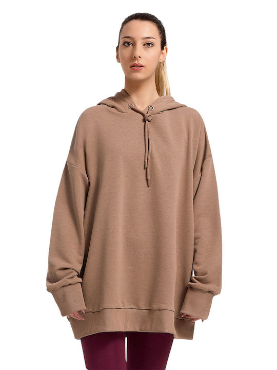 Zero Level Women's Long Hooded Sweatshirt Brown