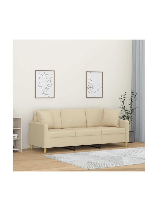 Canapea Cu Trei Locuri Crem Cu Perne Decorative...