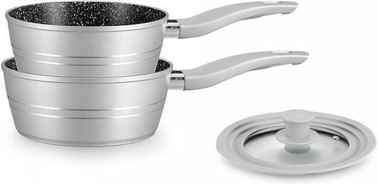 Royalty Line Aluminum Pots Set Grey with Non-stick Interior Coating 2 Pieces
