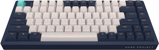 Dark Project KD83A Gaming Μηχανικό Πληκτρολόγιο 75% με G3MS Sapphire διακόπτες και RGB φωτισμό (Αγγλικό US) Ivory / Navy Blue
