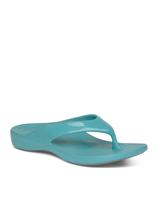 Aetrex Frauen Flip Flops Glossy Aqua