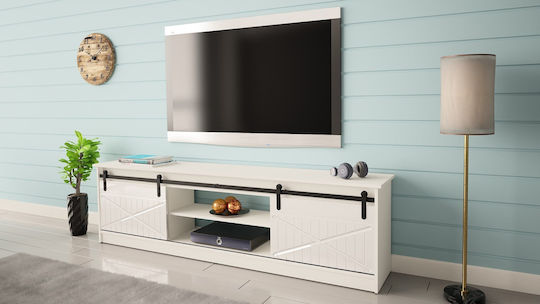 TV-Ständer Eckig Bodenstehend mit LED-Beleuchtung Weiß/Glänzend Weiß 200x56,7x35cm