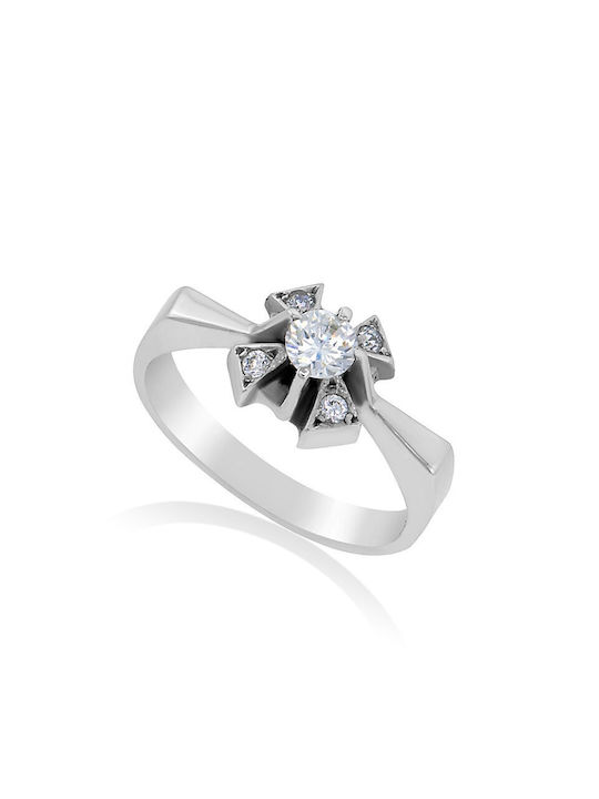 Antwnakakis Single Stone from White Gold 14K