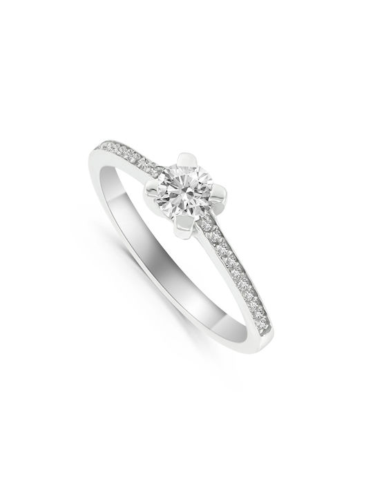 Antwnakakis Single Stone from White Gold 14K