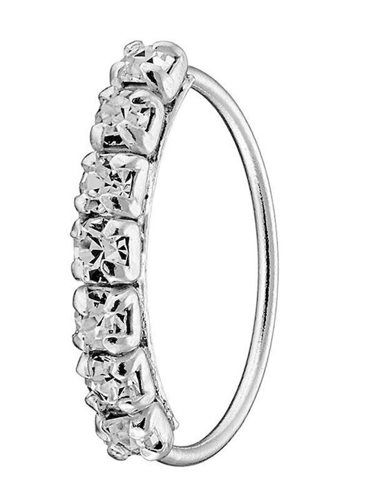 Touch Nose Clicker Earring in White Silver