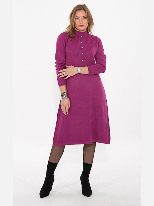 Korinas Fashion Midi Dress Knitted Purple