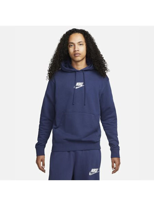 Nike Club Ανδρικό Φούτερ με Κουκούλα Μπλε