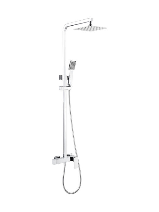 Imex Pisa Verstellbare Duschsäule mit Armatur 88-124 cm Silber