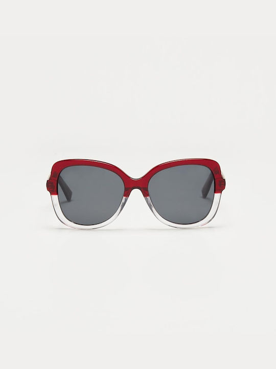 Cosselie Women's Sunglasses with Red Plastic Frame and Gray Lens 1802202438