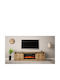TV Stand Cornered Wooden with Wheels & LED Lighting Oak Wotan L200xW56.7xH35cm