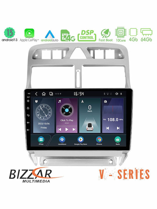 Bizzar Car-Audiosystem für Peugeot 307 2002-2008 (Bluetooth/USB/WiFi/GPS/Android-Auto) mit Touchscreen 9"