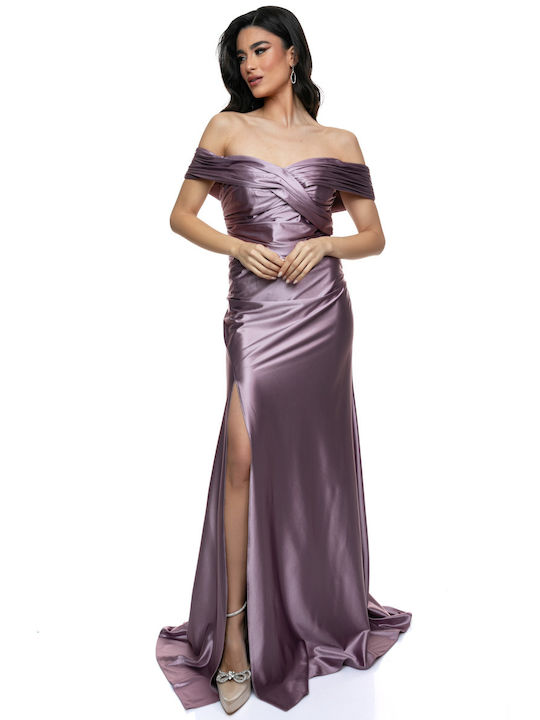 RichgirlBoudoir Maxi Abendkleid Satin mit Schlitz Rosa