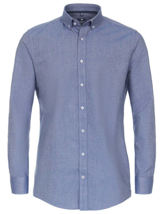 Redmond Men's Shirt Long Sleeve Cotton Polka Dot Blue