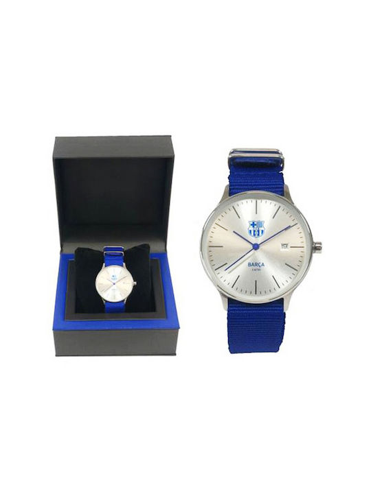 F.C. Barcelona Watch Battery with Blue Fabric Strap