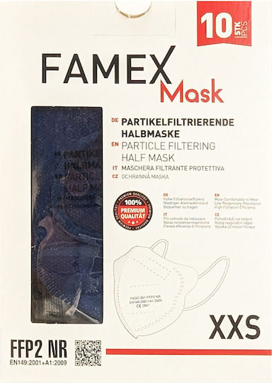 Famex Kids Mask FFP2 NR XXS Protective Mask FFP2 XXS Kids 2 to 5 years old Dark Blue 10pcs