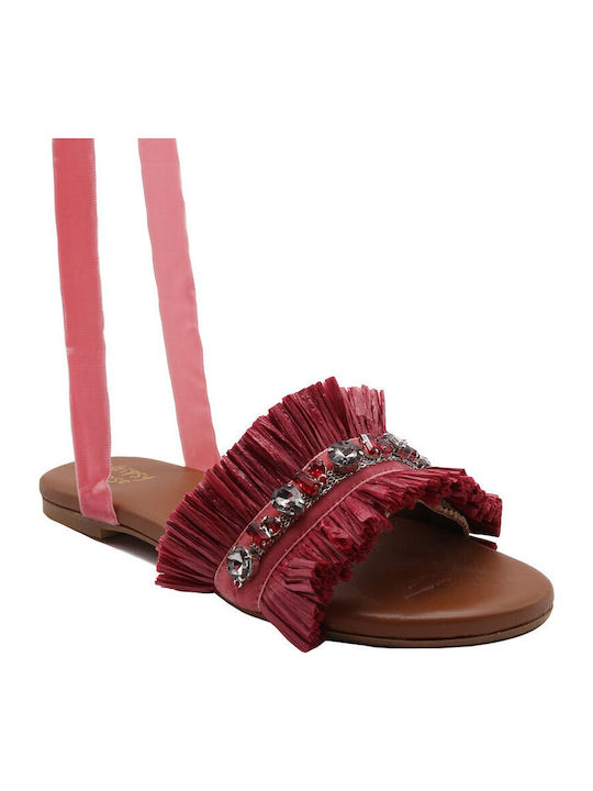 Women's Flat Sandals in Fuchsia Color