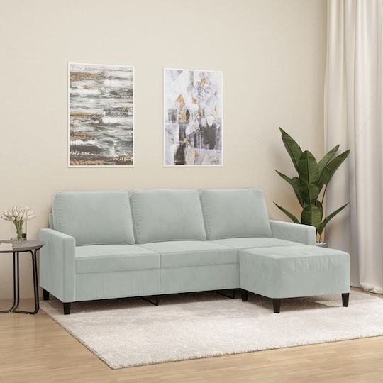 Canapea Cu Trei Locuri Din Catifea Gri 198x77x80cm