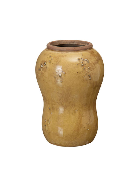 BigBuy Decorative Vase Ceramic Yellow 14.5x21.5x21.5cm 1pcs