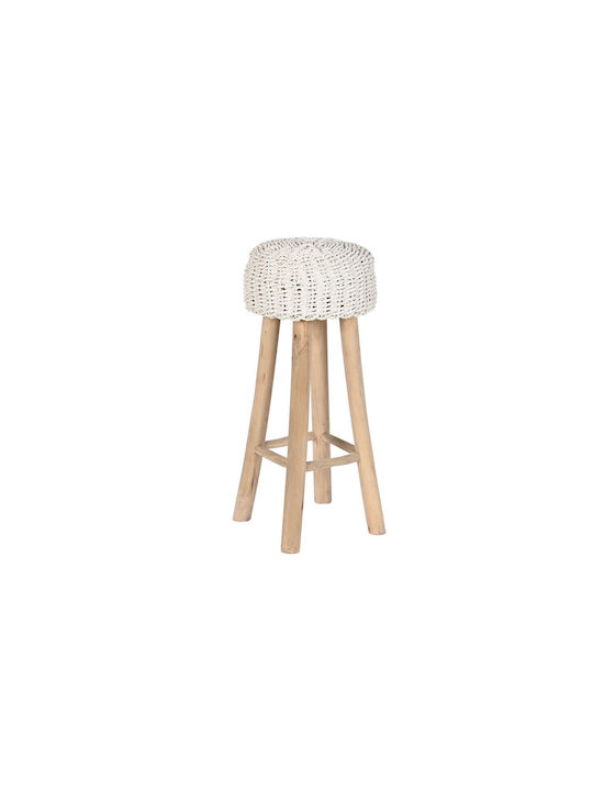 Stool Bar Upholstered with Fabric White 32x32x75cm