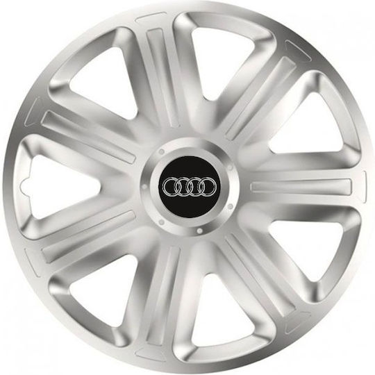 Versaco Auto Radkappen Set Comfort mit Marke Auto 4Stück 16" Silber