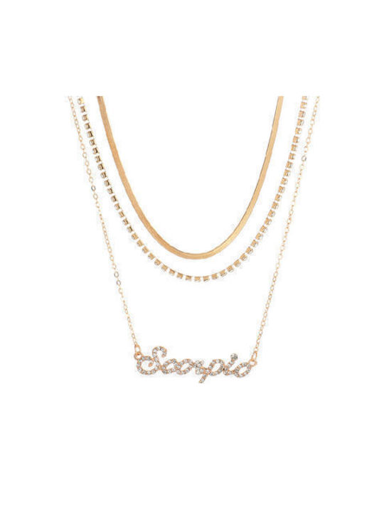 Necklace Triple Zodiac Sign Gold Plated