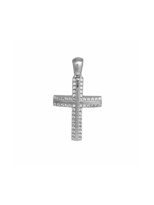 Damen Weißgold Kreuz 14K