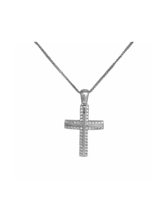 Damen Weißgold Kreuz 14K mit Kette