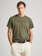 Pepe Jeans Printed Men's Short Sleeve Blouse Military Green