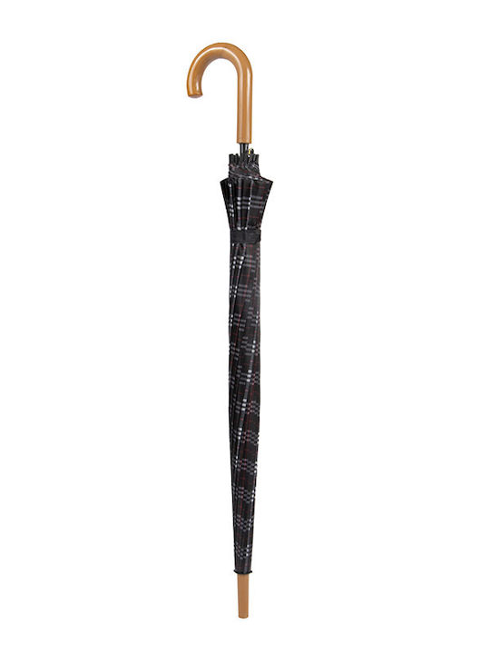 LKmoda Automatic Umbrella with Walking Stick BLACK-RED-WHITE
