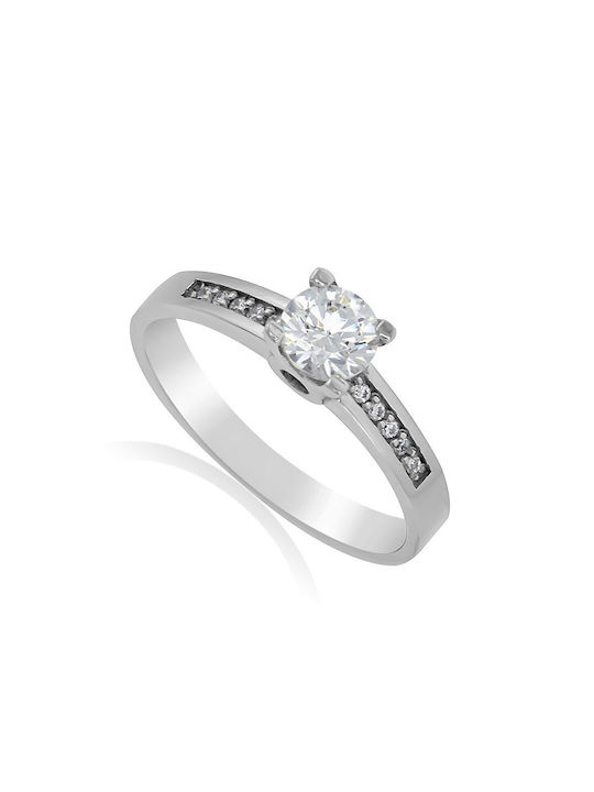 Antwnakakis Single Stone from White Gold 14K